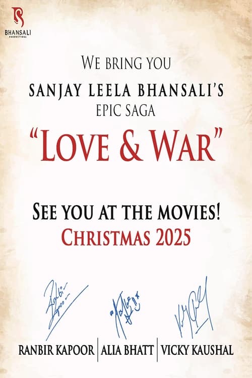 Love and War (2027) — film poster, directed by Sanjay Leela Bhansali