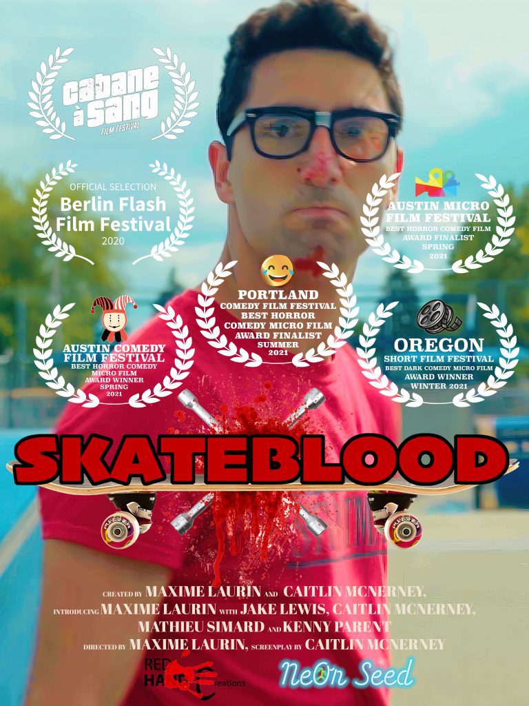 Skateblood (2020) - film poster, directed by Maxime Laurin