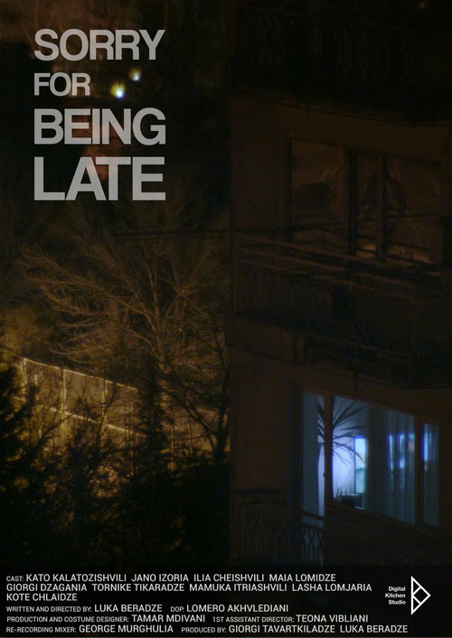 Sorry for being late (2021) - film poster, directed by Luka Beradze